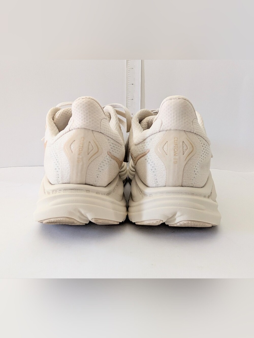Hoka Clifton 9 Women's Running Shoes Size 9D Vanilla / Birch Great Condition - Picture 11 of 12